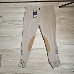 NEW Ovation Biege/Tan SoftFlex Marilyn Knee Patch Breeches Curvey Women's 36